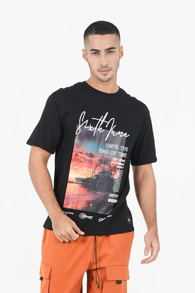 Men Sixth June Paris Tops California Sunset Tshirt Black Men Sixth June Paris Tops California Sunset Tshirt Black
