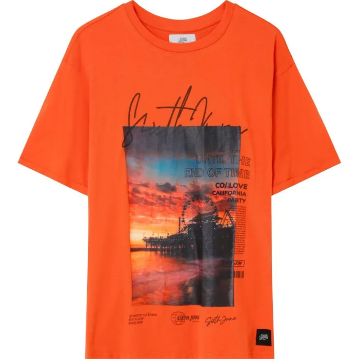 Men Sixth June Paris Tops California Sunset Tshirt Orange
