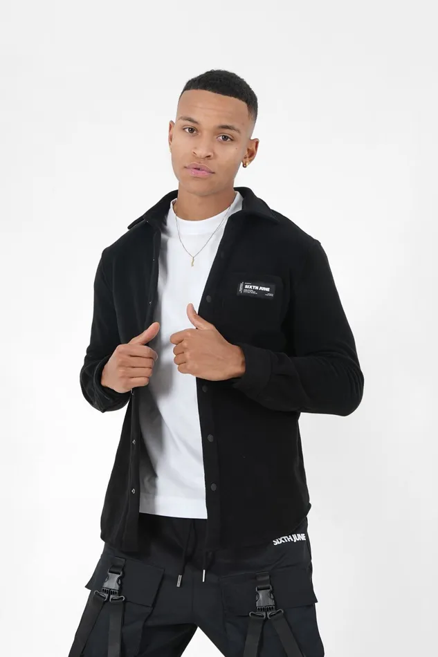 Men Sixth June Paris Tops Fleece Pocket Shirt Black Men Sixth June Paris Tops Fleece Pocket Shirt Black