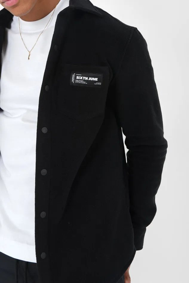 Men Sixth June Paris Tops Fleece Pocket Shirt Black Men Sixth June Paris Tops Fleece Pocket Shirt Black
