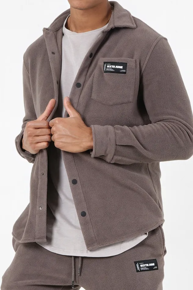 Men Sixth June Paris Tops Fleece Pocket Shirt Brown Men Sixth June Paris Tops Fleece Pocket Shirt Brown