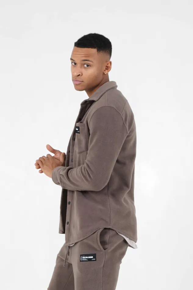 Men Sixth June Paris Tops Fleece Pocket Shirt Brown Men Sixth June Paris Tops Fleece Pocket Shirt Brown