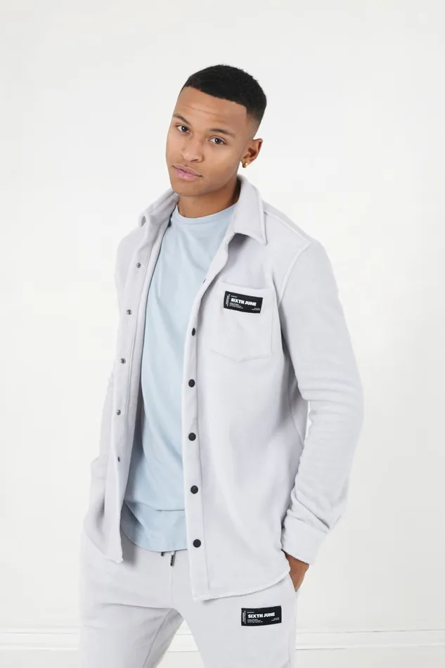 Men Sixth June Paris Tops Fleece Pocket Shirt Grey Men Sixth June Paris Tops Fleece Pocket Shirt Grey