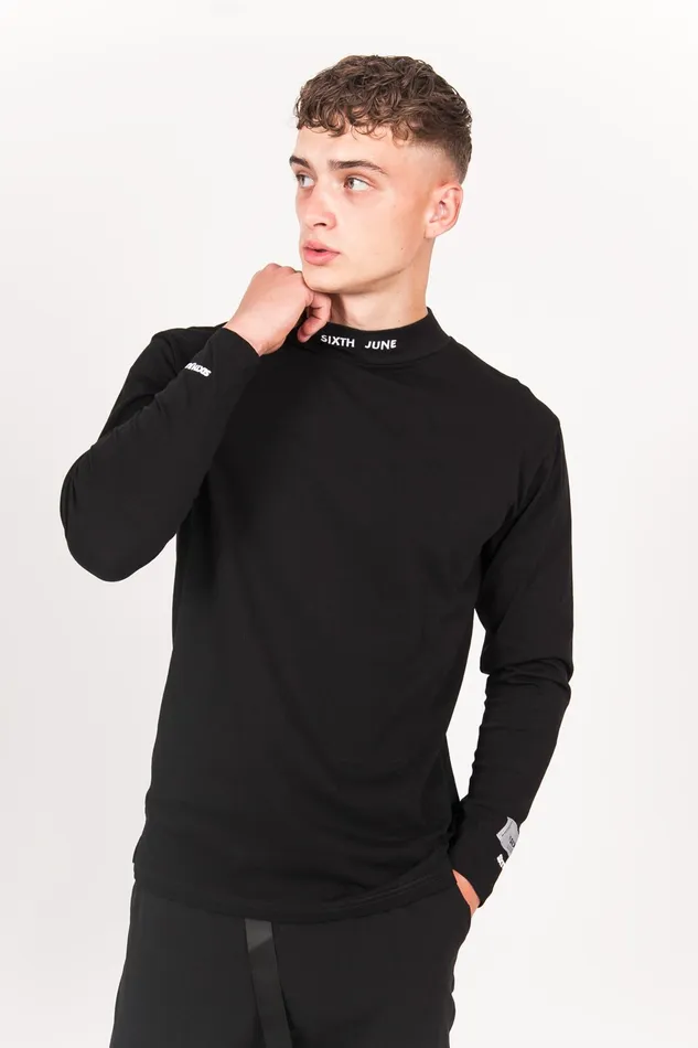 Men Sixth June Paris Tops Logo High Collar Tshirt Black Men Sixth June Paris Tops Logo High Collar Tshirt Black