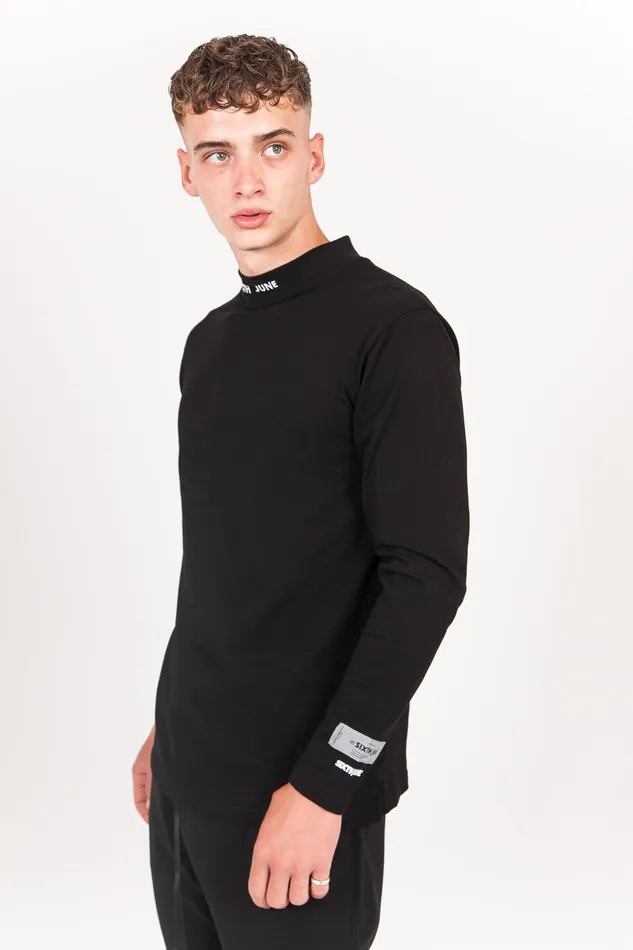 Men Sixth June Paris Tops Logo High Collar Tshirt Black Men Sixth June Paris Tops Logo High Collar Tshirt Black