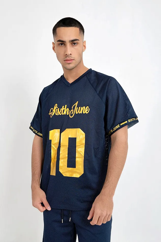 Men Sixth June Paris Tops Mesh Logo Brand 10 Tshirt Blue Men Sixth June Paris Tops Mesh Logo Brand 10 Tshirt Blue