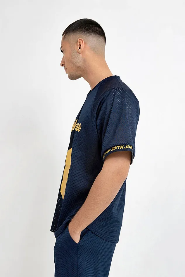 Men Sixth June Paris Tops Mesh Logo Brand 10 Tshirt Blue Men Sixth June Paris Tops Mesh Logo Brand 10 Tshirt Blue