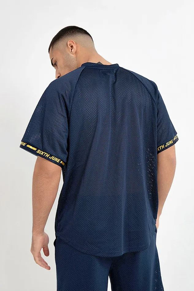 Men Sixth June Paris Tops Mesh Logo Brand 10 Tshirt Blue Men Sixth June Paris Tops Mesh Logo Brand 10 Tshirt Blue
