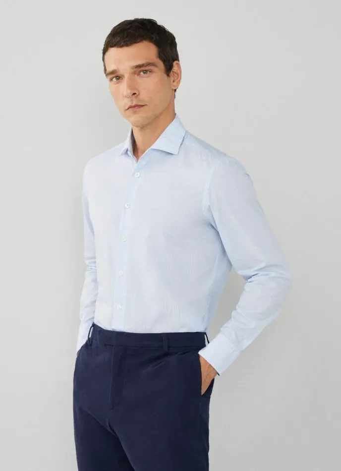 Men Slim Fit Fine Stripe Shirt Bluewhite Hackett London Shirts