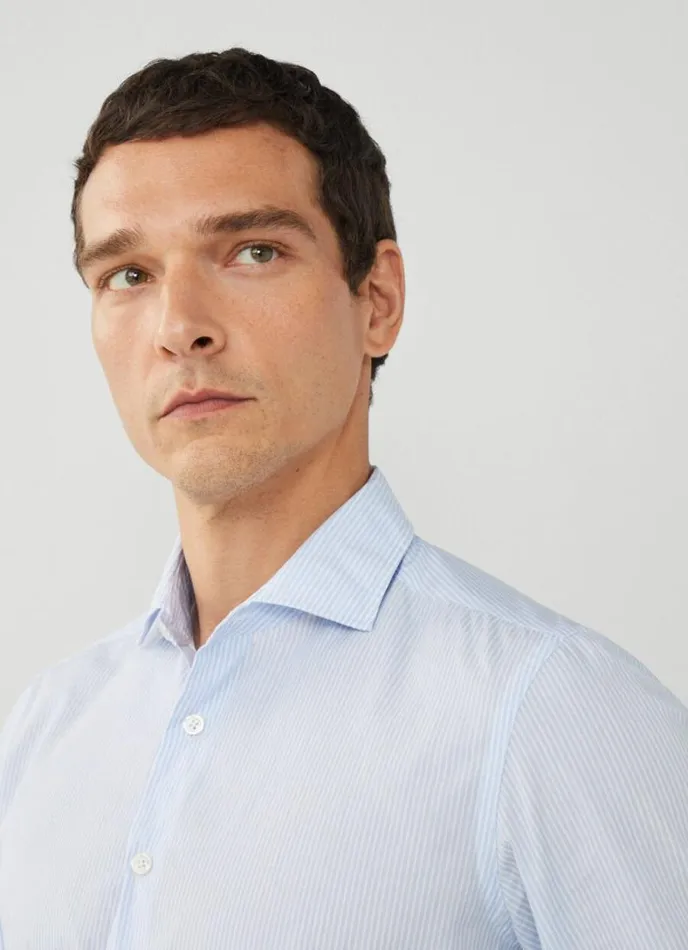 Men Slim Fit Fine Stripe Shirt Bluewhite Hackett London Shirts