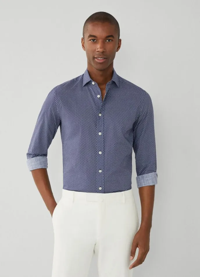 Men Slim Fit Floral Shirt Navy Hackett London Shirts