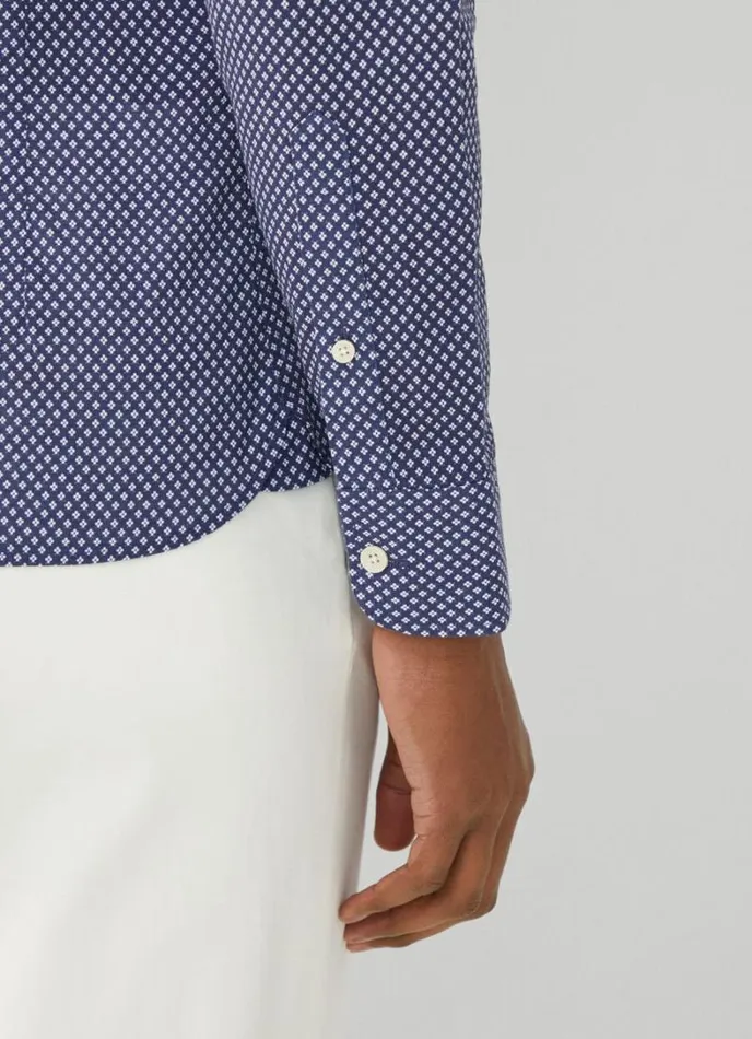 Men Slim Fit Floral Shirt Navy Hackett London Shirts