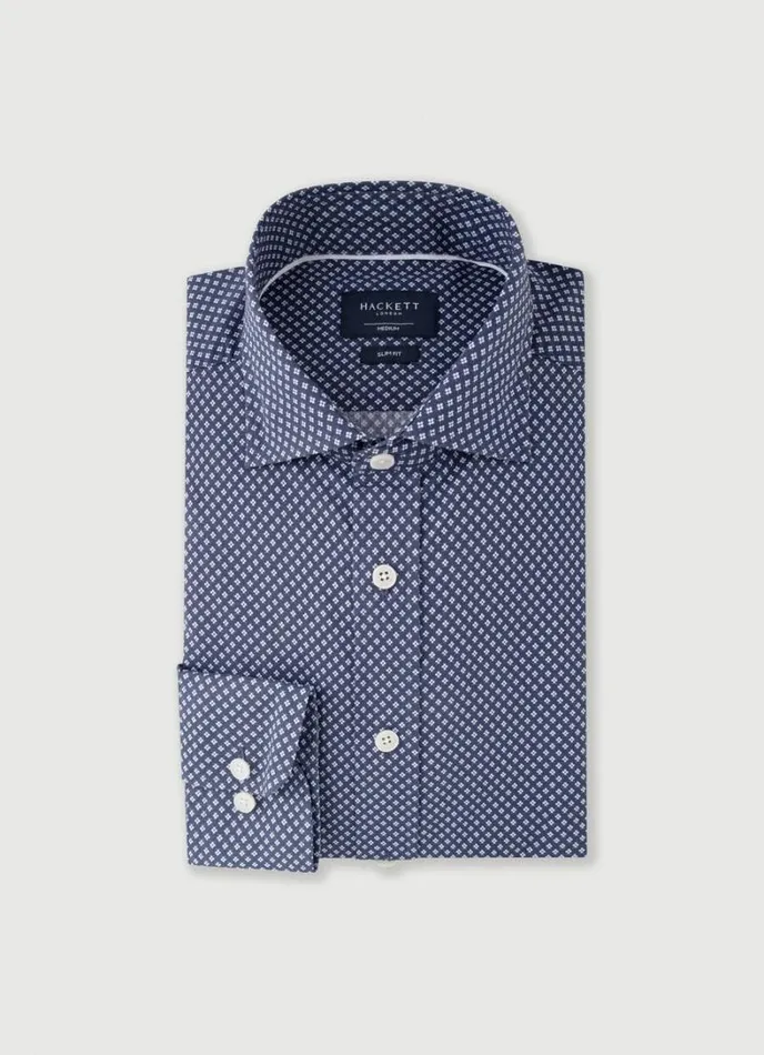 Men Slim Fit Floral Shirt Navy Hackett London Shirts
