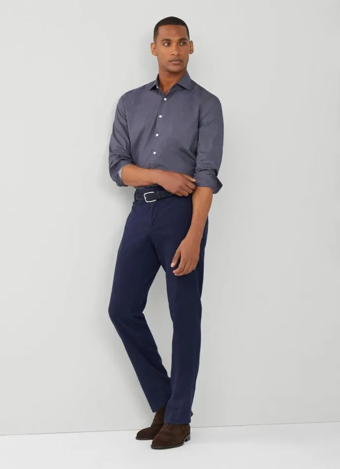 Men Slim Fit Geometric Design Shirt Navy Hackett London Shirts