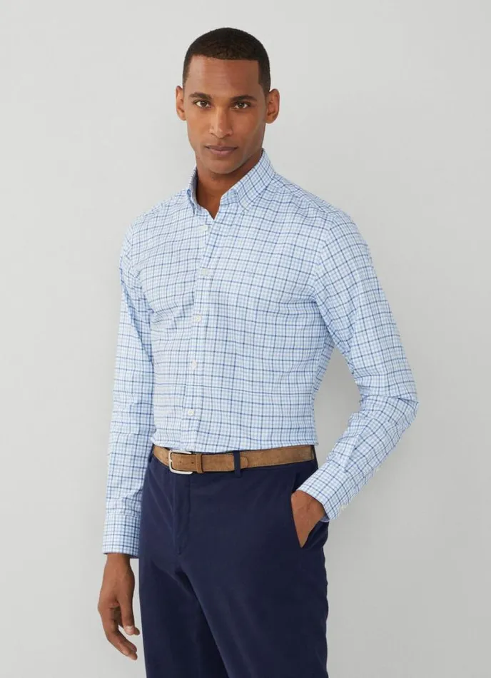 Men Slim Fit Gingham Check Shirt Navyblue Hackett London Shirts