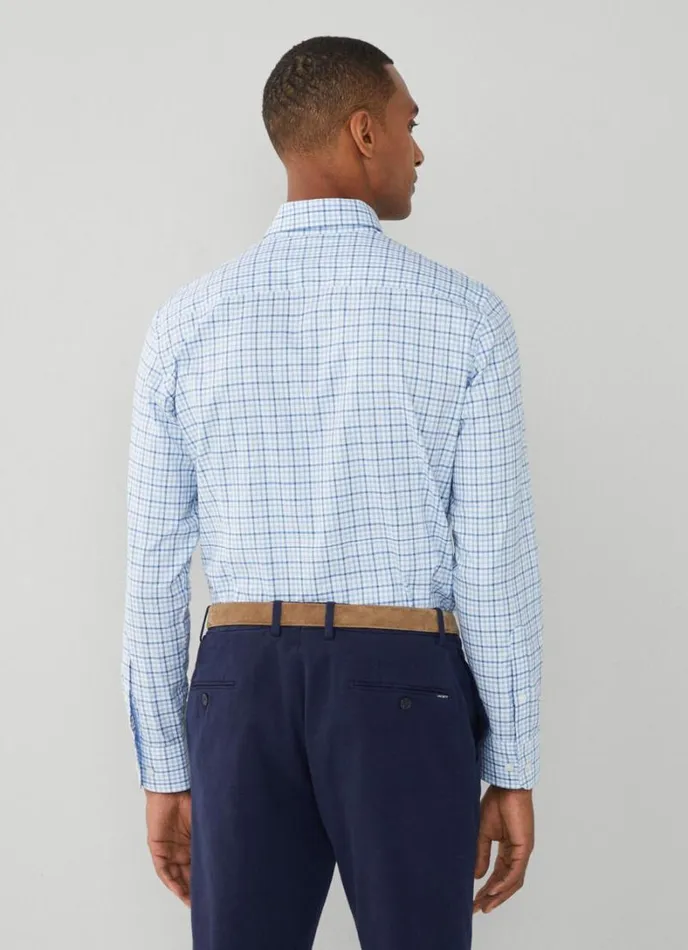 Men Slim Fit Gingham Check Shirt Navyblue Hackett London Shirts