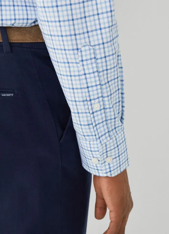 Men Slim Fit Gingham Check Shirt Navyblue Hackett London Shirts
