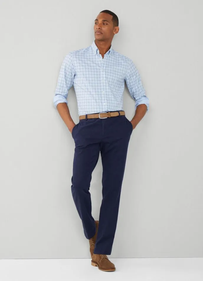 Men Slim Fit Gingham Check Shirt Navyblue Hackett London Shirts