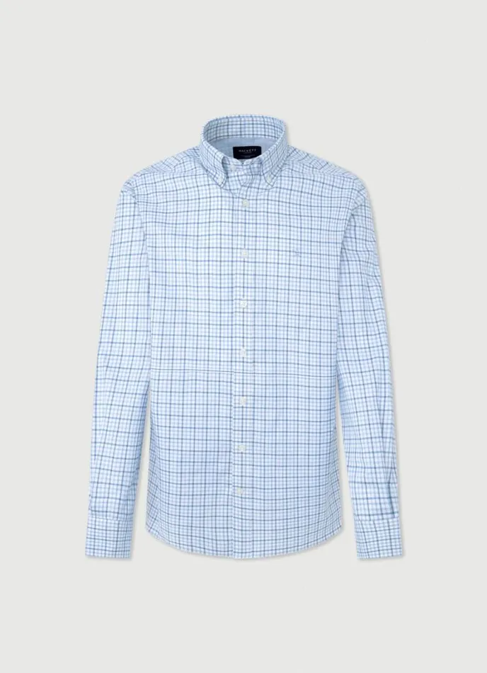 Men Slim Fit Gingham Check Shirt Navyblue Hackett London Shirts