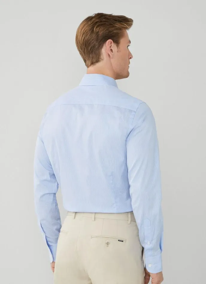 Men Slim Fit Gingham Shirt Sky Blue Hackett London Shirts