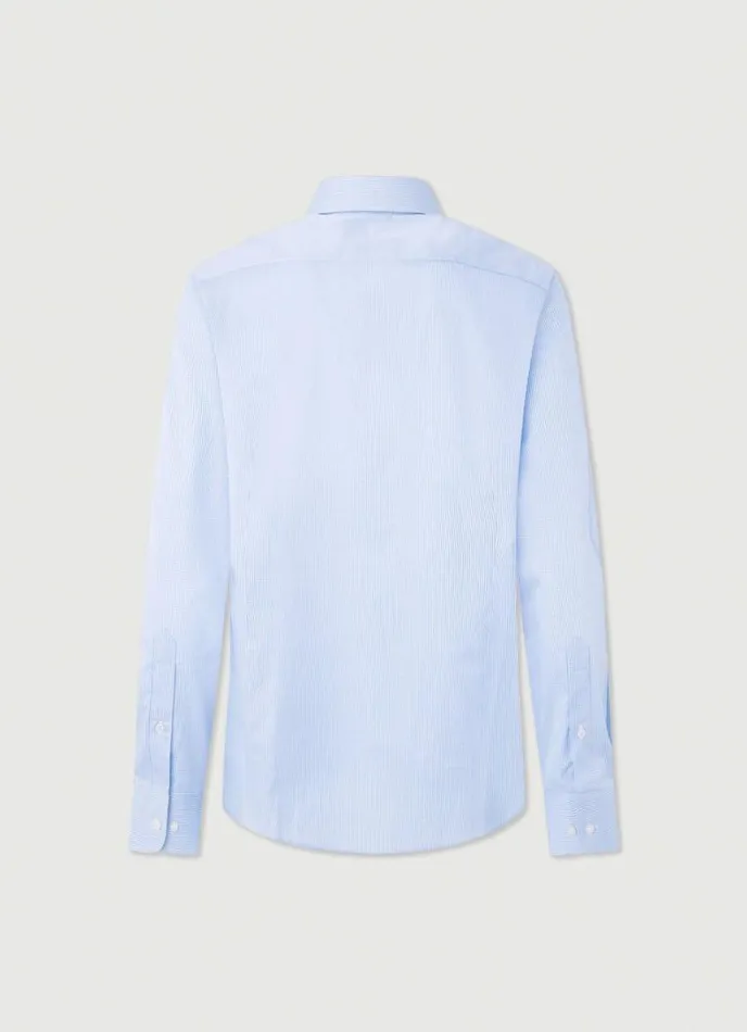 Men Slim Fit Gingham Shirt Sky Blue Hackett London Shirts