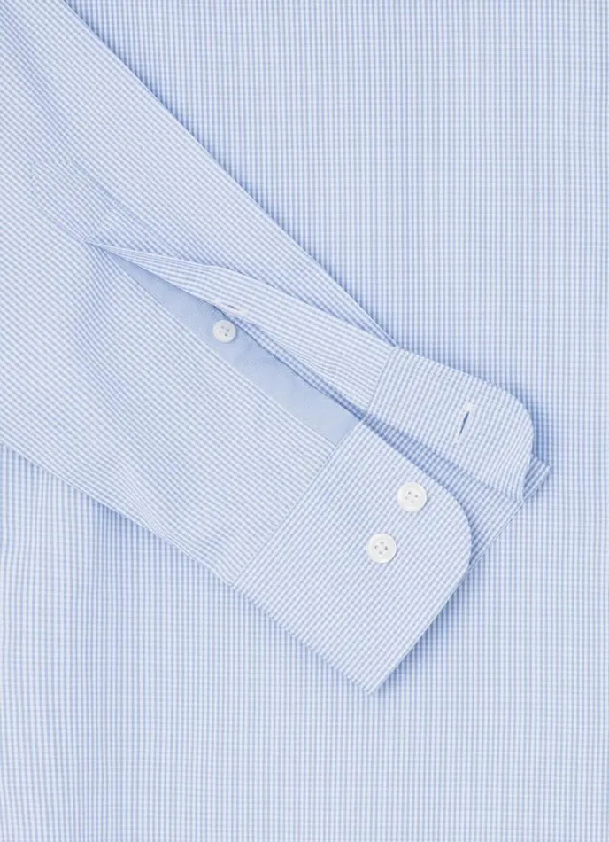 Men Slim Fit Gingham Shirt Sky Blue Hackett London Shirts