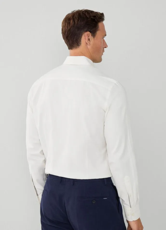 Men Slim Fit Herringbone Shirt White Hackett London Shirts