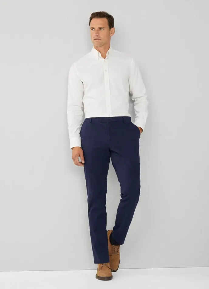 Men Slim Fit Herringbone Shirt White Hackett London Shirts