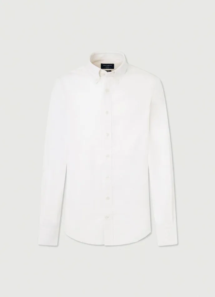 Men Slim Fit Herringbone Shirt White Hackett London Shirts