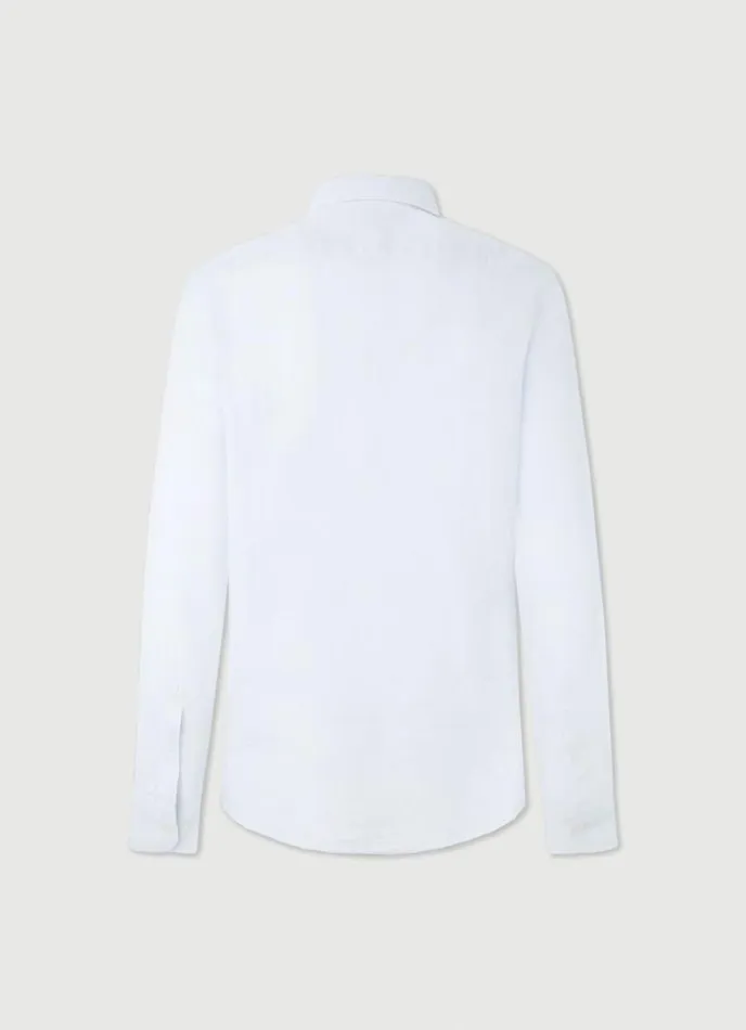 Men Slim Fit Linen Shirt Sky Blue Hackett London Shirts
