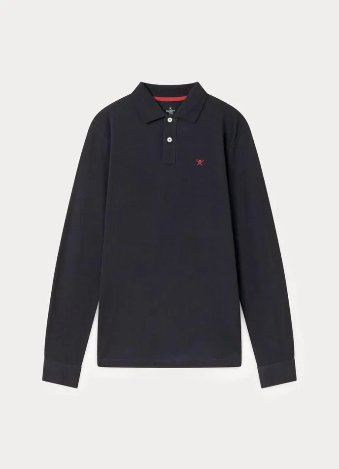 Men Slim Fit Long Sleeve Polo Navy Hackett London Polo Shirts
