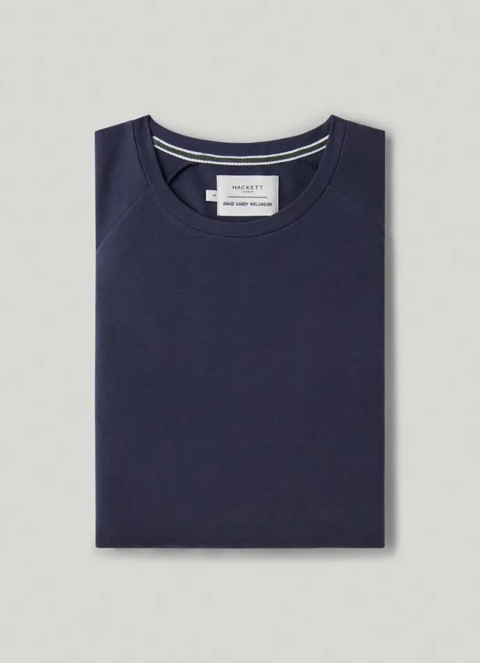 Men Slim Fit Long Sleeve TShirt Navy Hackett London Homewear
