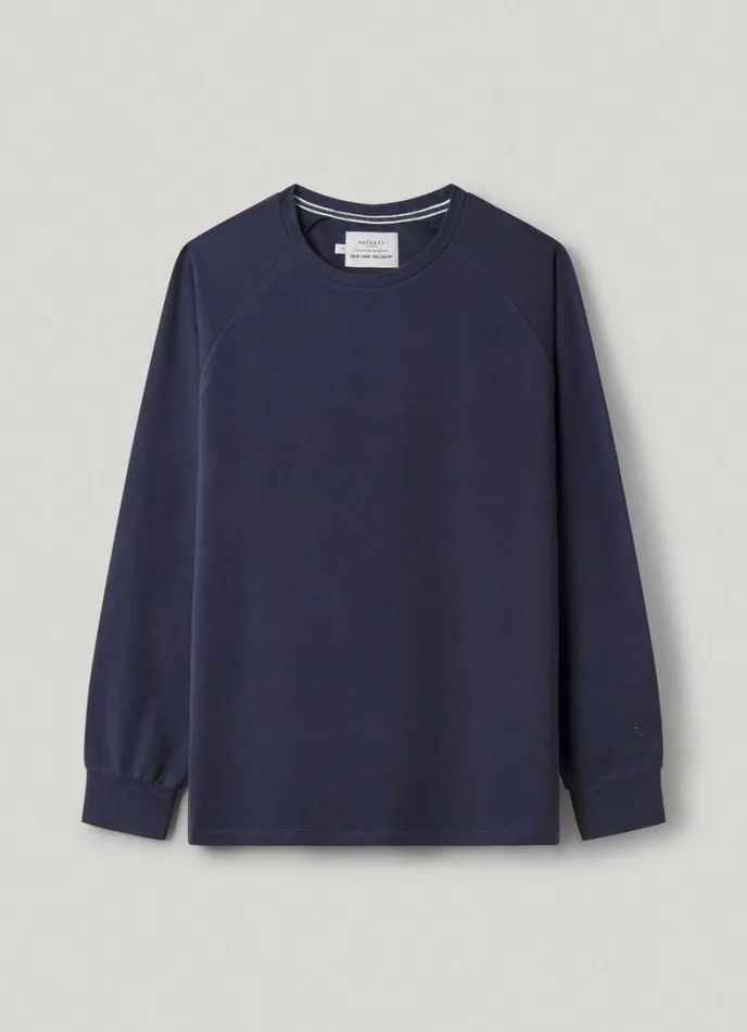 Men Slim Fit Long Sleeve TShirt Navy Hackett London Homewear