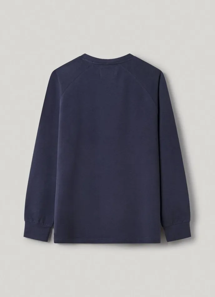 Men Slim Fit Long Sleeve TShirt Navy Hackett London Homewear