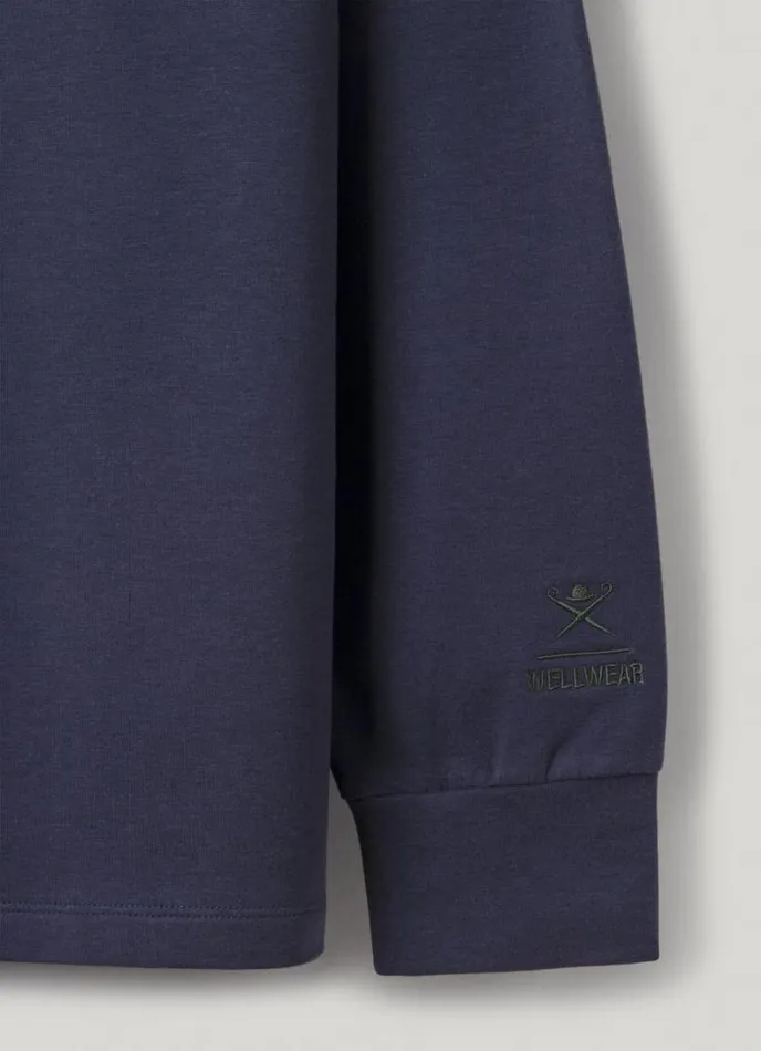 Men Slim Fit Long Sleeve TShirt Navy Hackett London Homewear