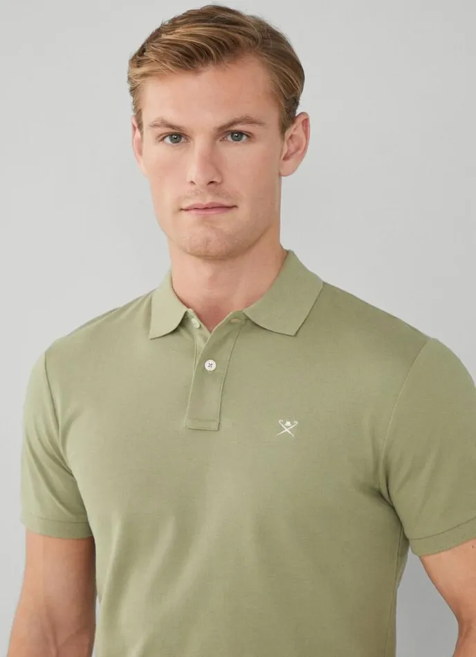 Men Slim Fit Pique Polo Shirt Seagrass Green Hackett London Polo Shirts