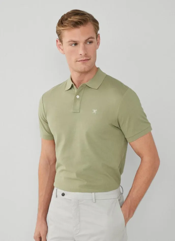 Men Slim Fit Pique Polo Shirt Seagrass Green Hackett London Polo Shirts