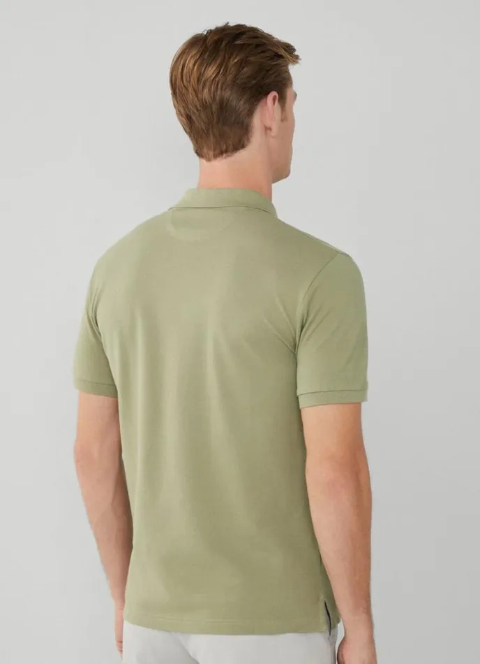 Men Slim Fit Pique Polo Shirt Seagrass Green Hackett London Polo Shirts