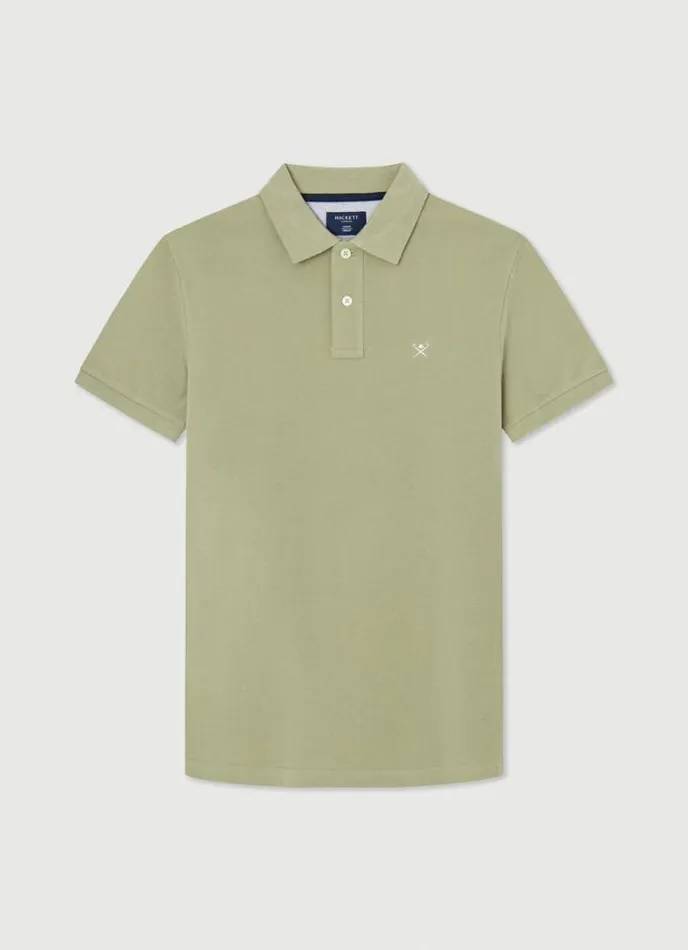 Men Slim Fit Pique Polo Shirt Seagrass Green Hackett London Polo Shirts