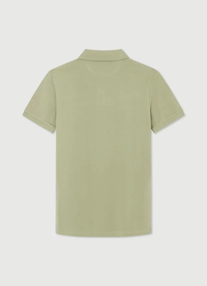 Men Slim Fit Pique Polo Shirt Seagrass Green Hackett London Polo Shirts