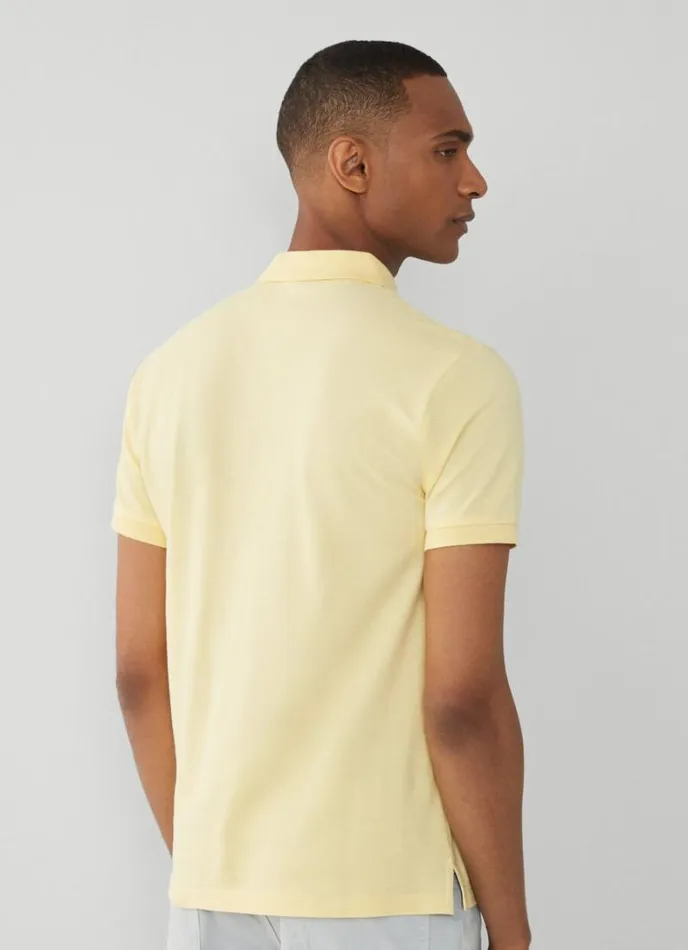 Men Slim Fit Pique Polo Shirt Soft Yellow Hackett London Polo Shirts