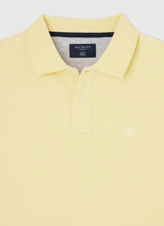 Men Slim Fit Pique Polo Shirt Soft Yellow Hackett London Polo Shirts
