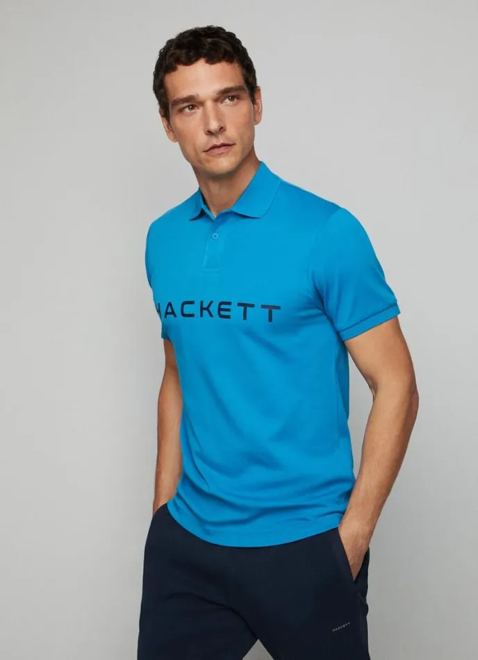Men Slim Fit Stretch Polo Shirt Hypa Blue Hackett London Polo Shirts