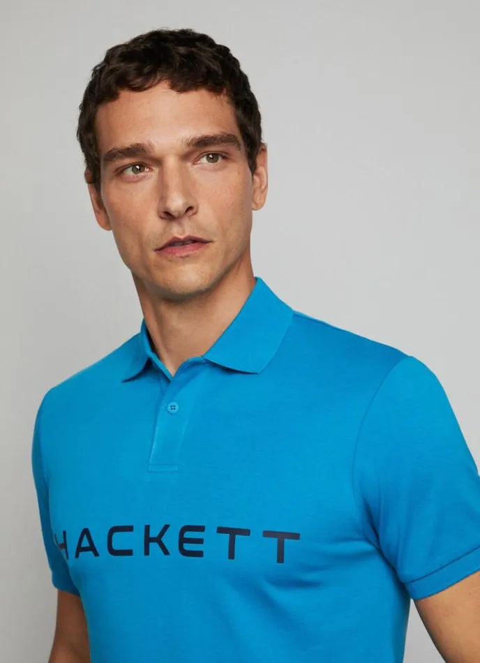 Men Slim Fit Stretch Polo Shirt Hypa Blue Hackett London Polo Shirts