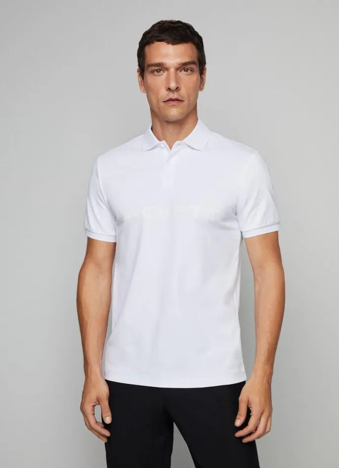 Men Slim Fit Stretch Polo Shirt White Hackett London Polo Shirts