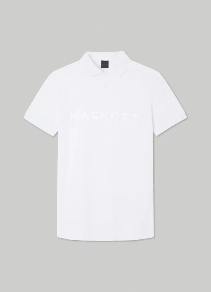 Men Slim Fit Stretch Polo Shirt White Hackett London Polo Shirts