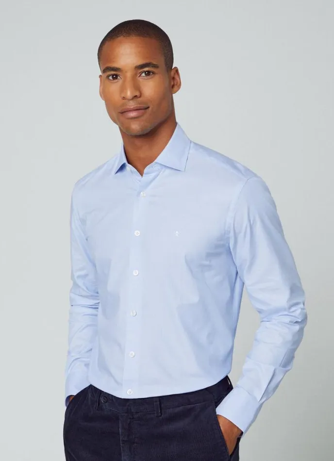 Men Slim Fit Stretch Shirt Sky Blue Hackett London Shirts