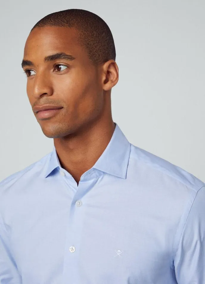 Men Slim Fit Stretch Shirt Sky Blue Hackett London Shirts