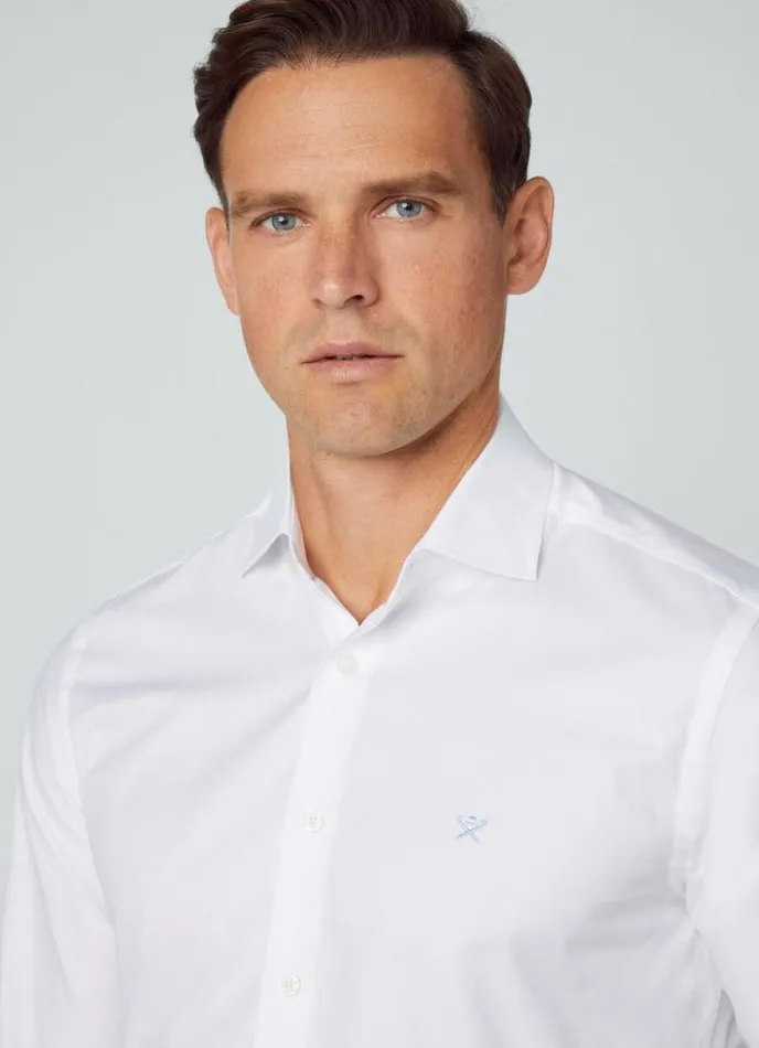 Men Slim Fit Stretch Shirt White Hackett London Shirts