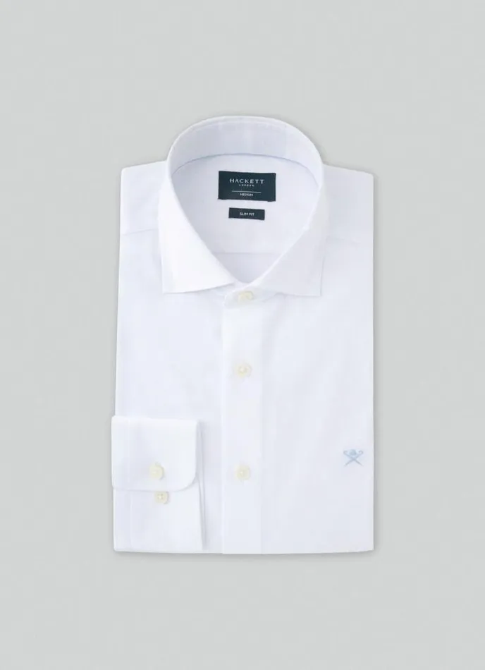 Men Slim Fit Stretch Shirt White Hackett London Shirts